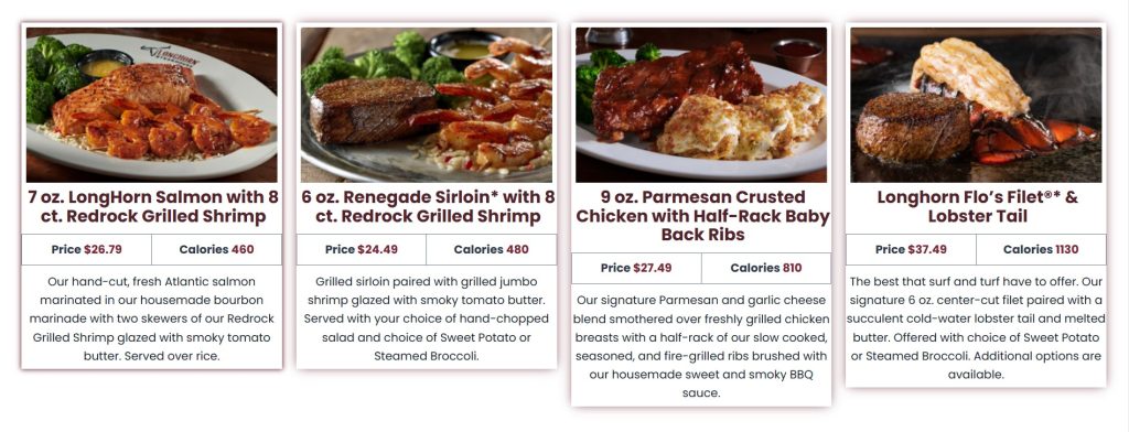 longhorn steakhouse Combos Menu With Prices